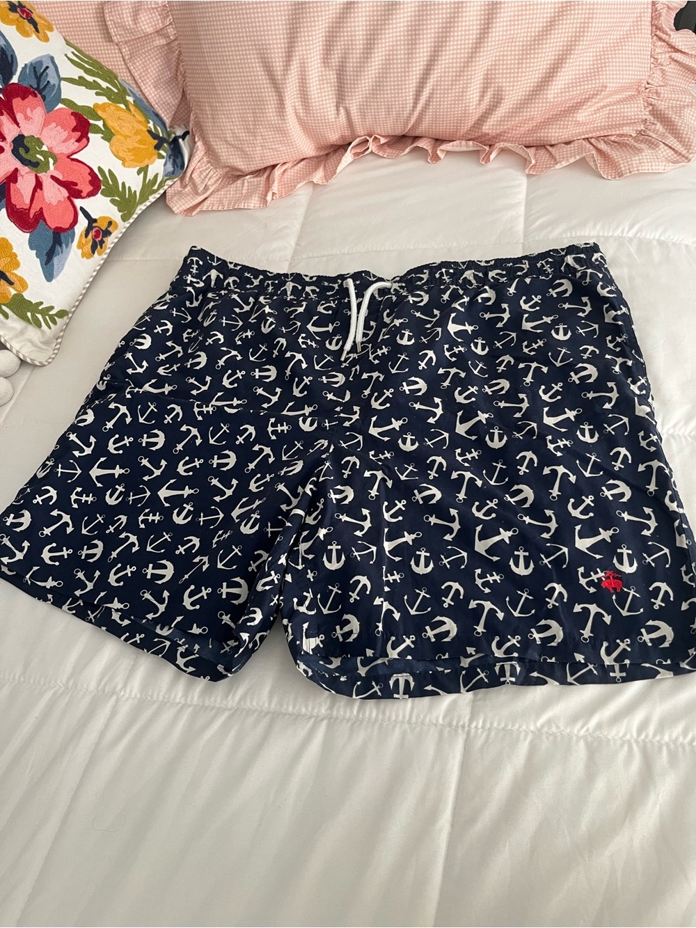Brooks Brothers Navy and White Mens Swimtrunks